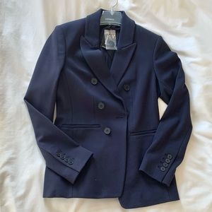 Express Navy Double-Breasted Blazer